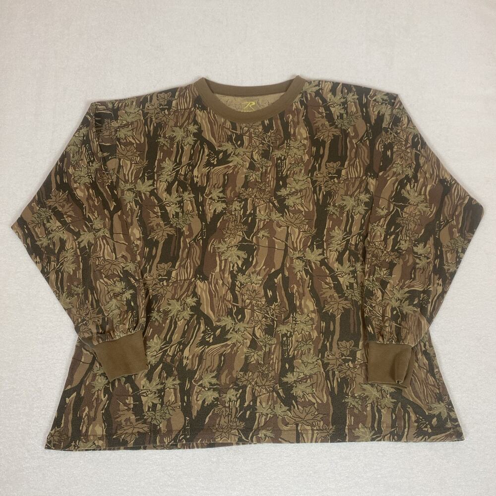 Rothco Green Brown Camo Cotton Blend Long Sleeve Tee XXL